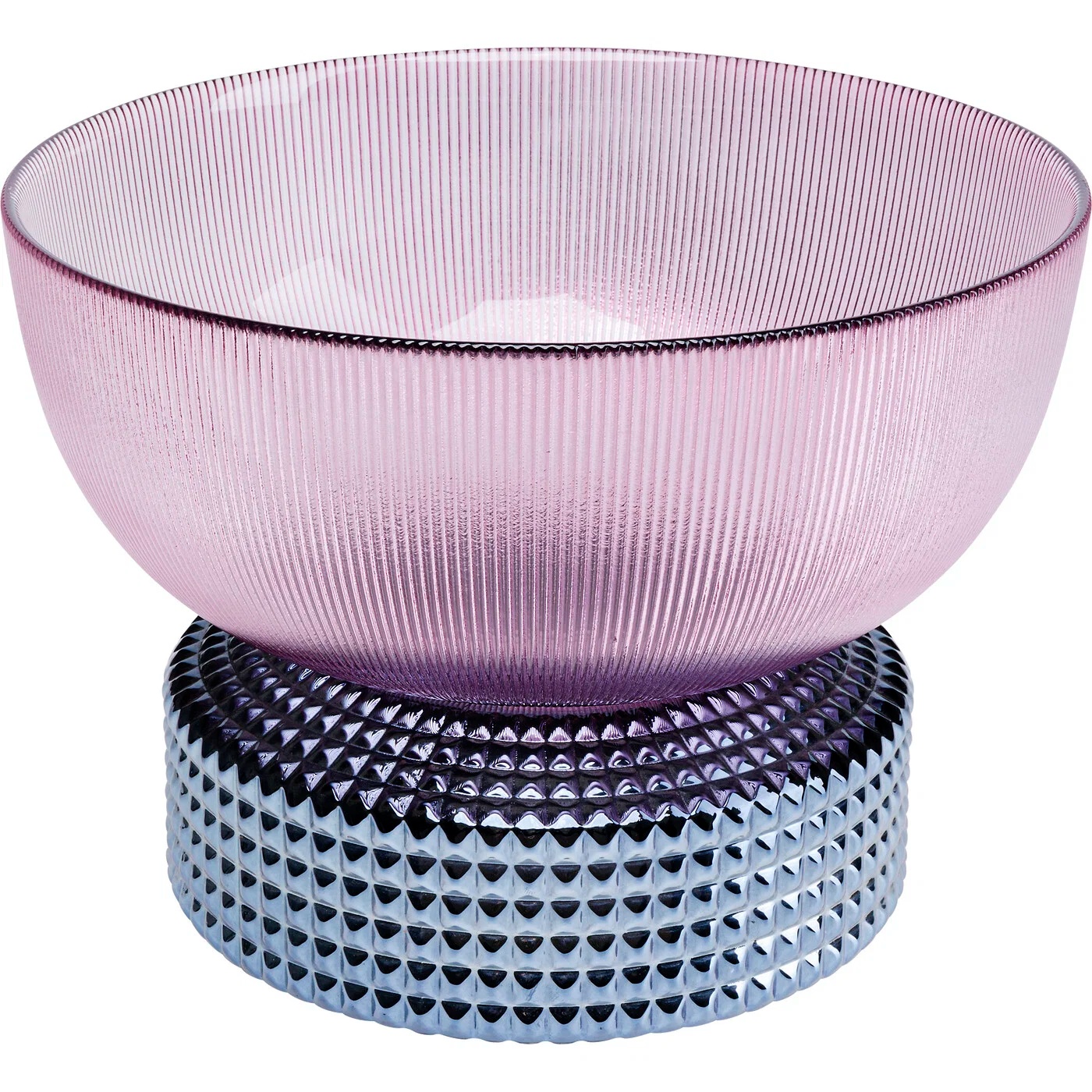 Glasvase Rillenstruktur Rosa-Blau 21 cm