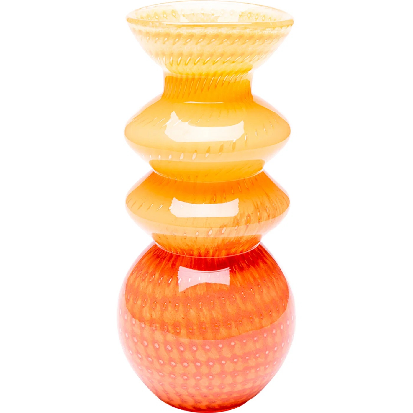 Glasvase Ringrelief Orange 34 cm
