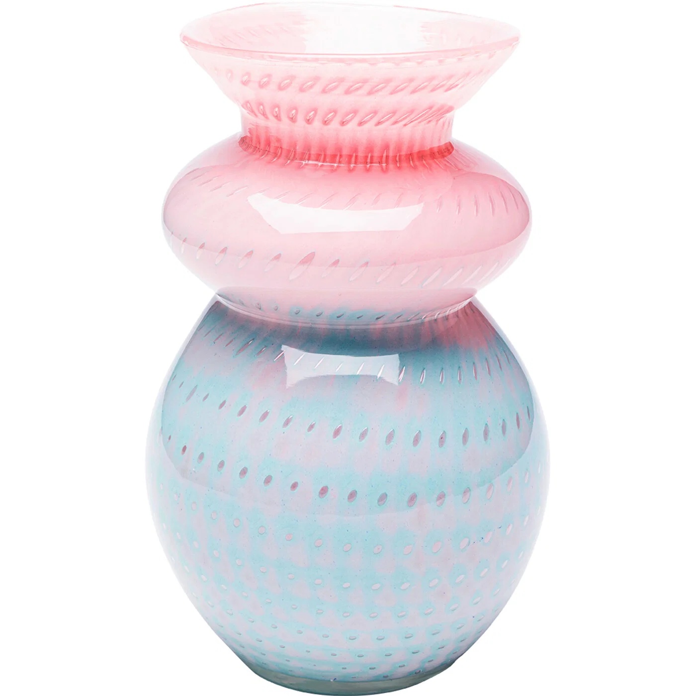 Glasvase Ringrelief Rosa-Blau 30 cm
