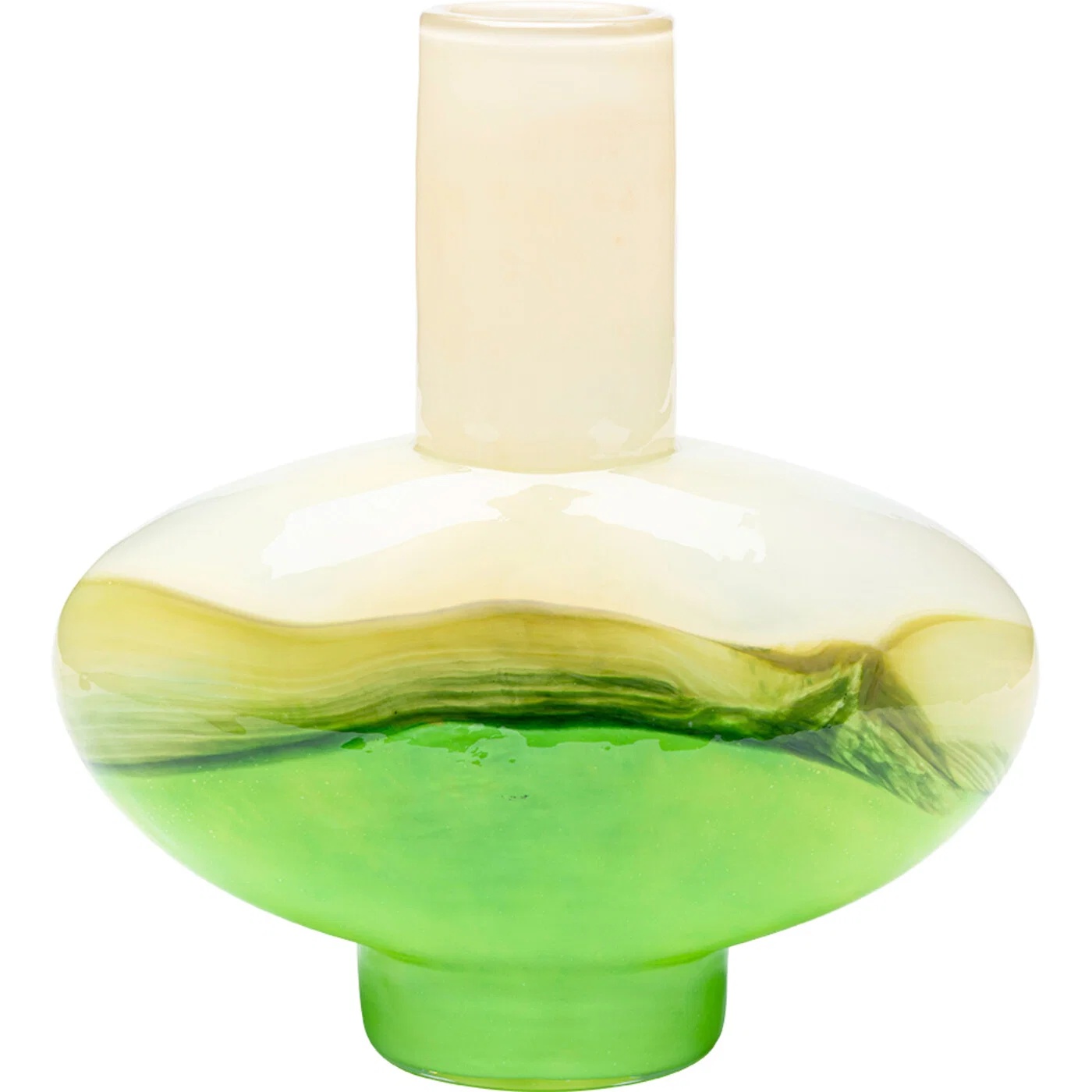 Glasvase Rundform Grün-Creme 32 cm