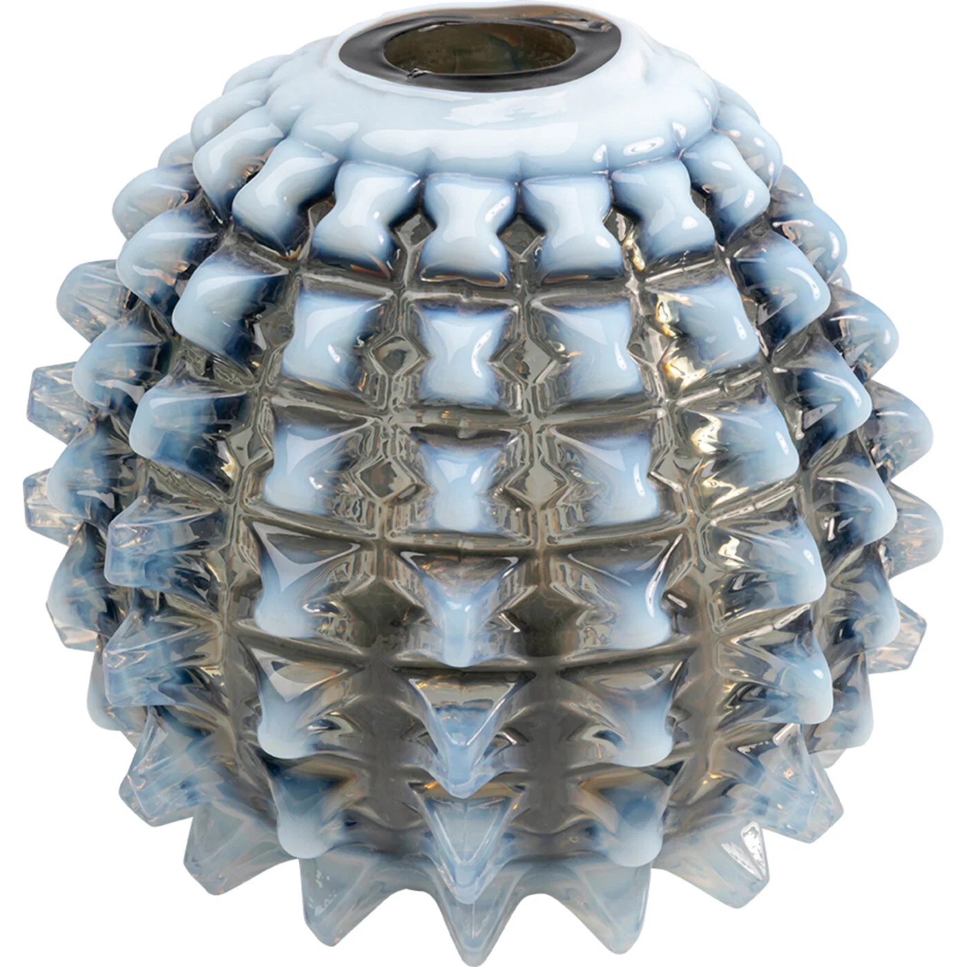 Glasvase Spitzenrelief Blau 25 cm