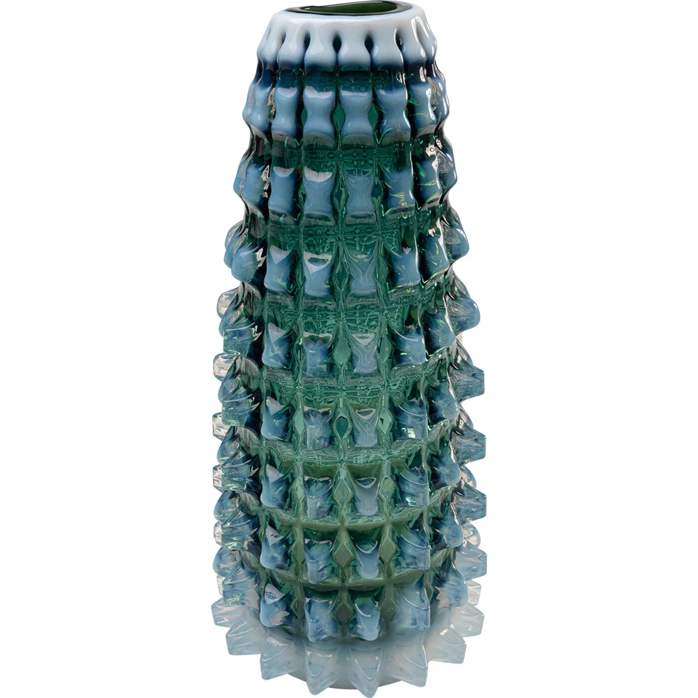 Glasvase Spitzenrelief Blau 48 cm