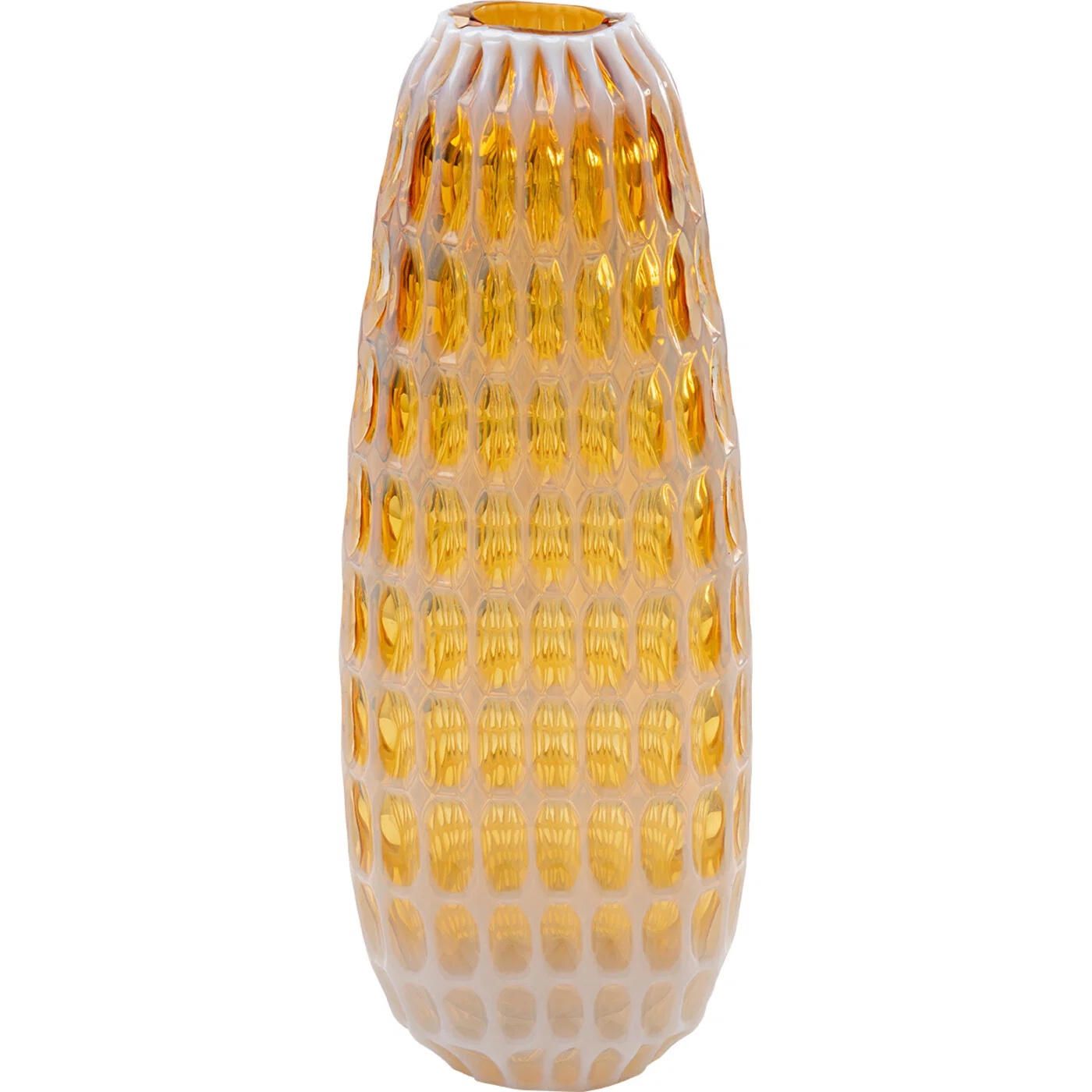 Glasvase Wabenrelief Amber 42 cm