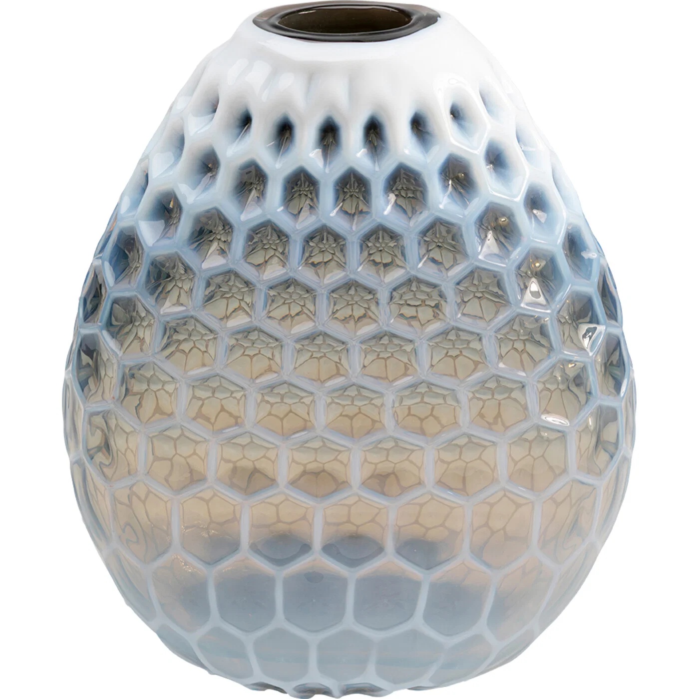 Glasvase Wabenrelief Blau 31 cm