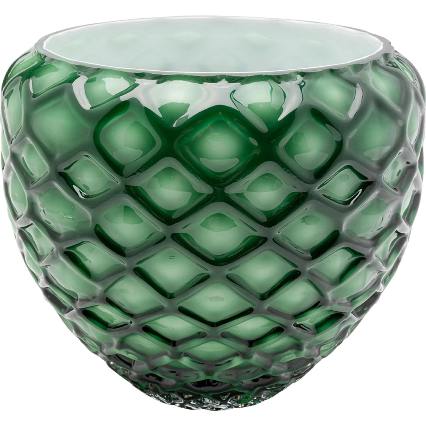 Glasvase Wabenrelief Grün 19 cm