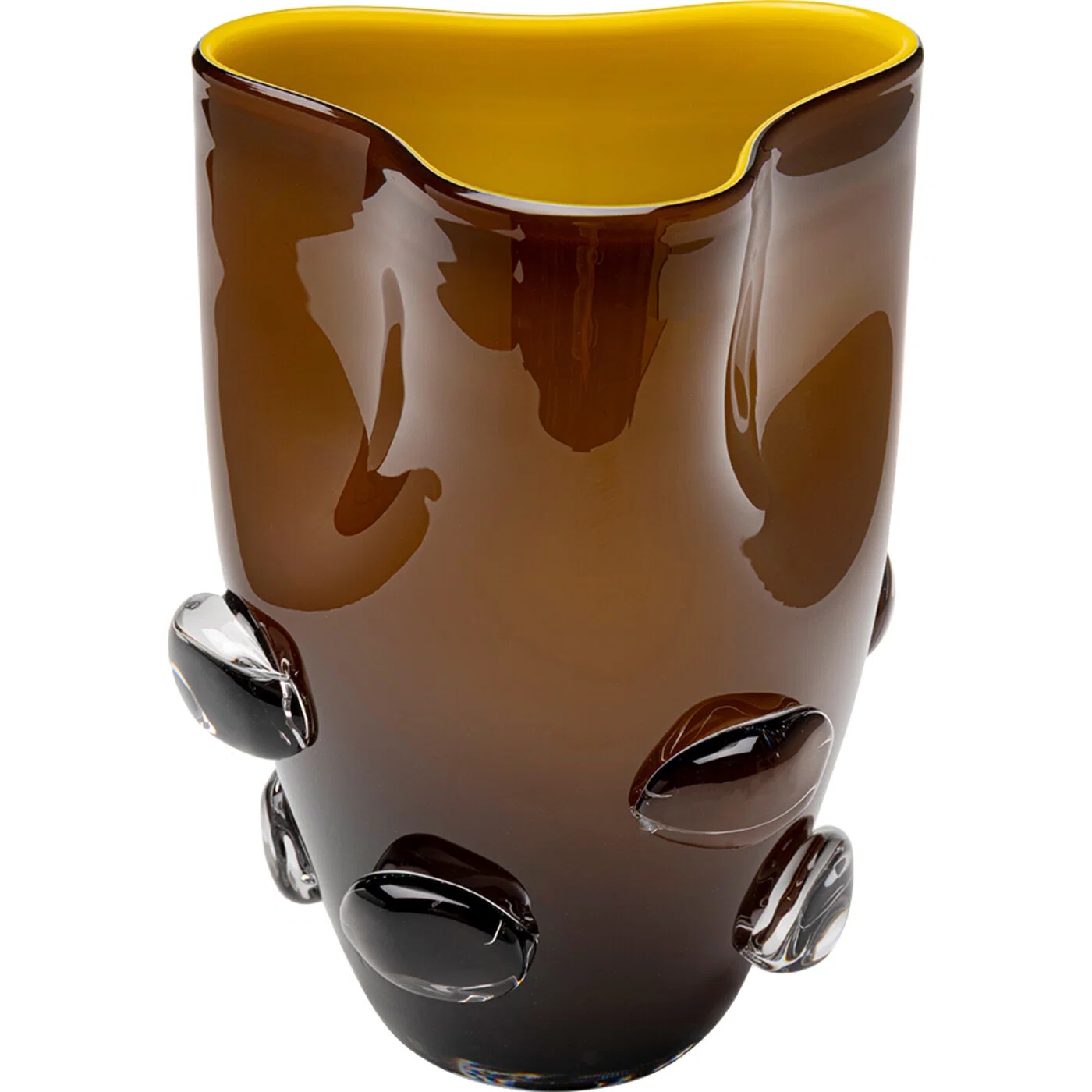 Glasvase Wellenrand Braun-Gelb 28 cm