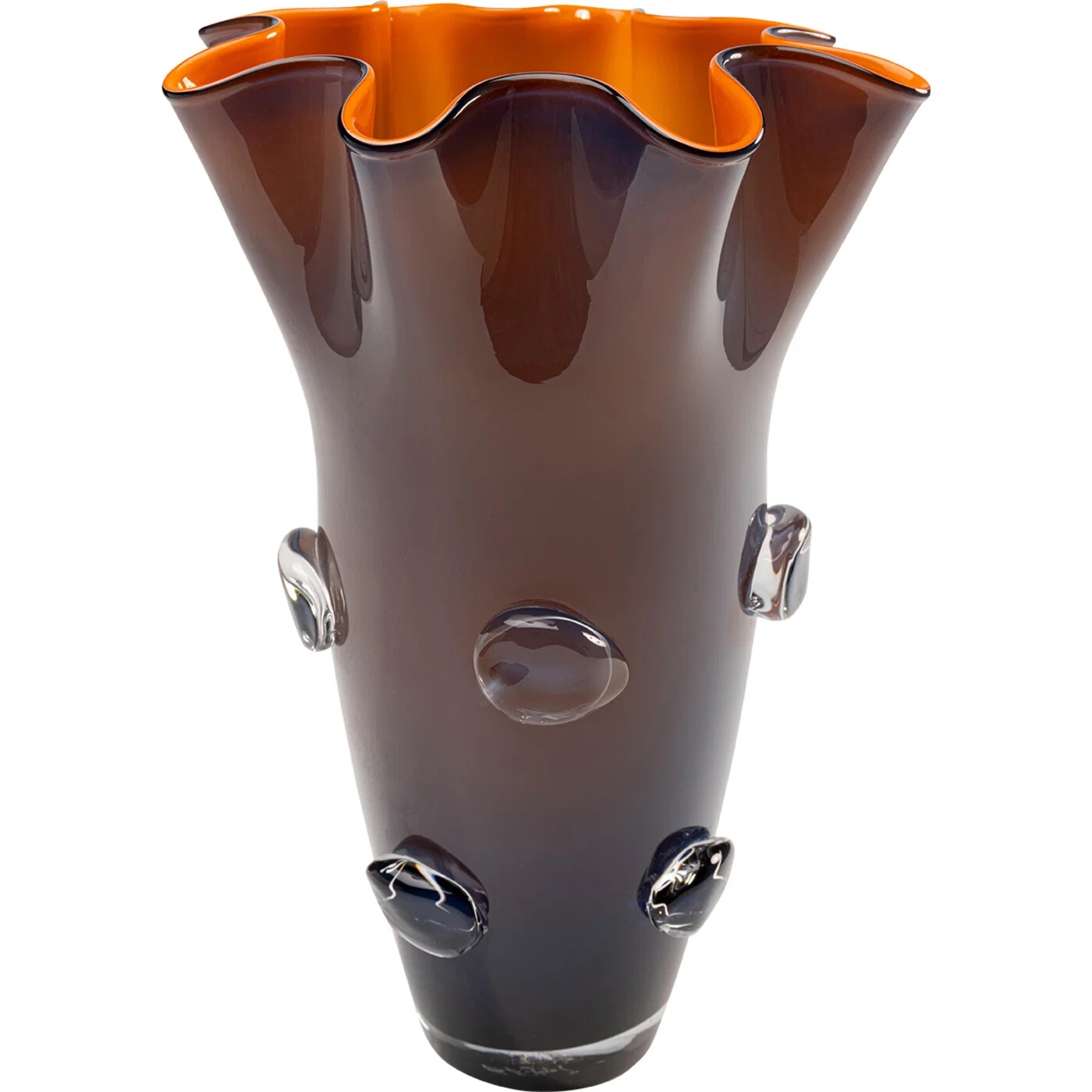 Glasvase Wellenrand Braun-Orange 44 cm