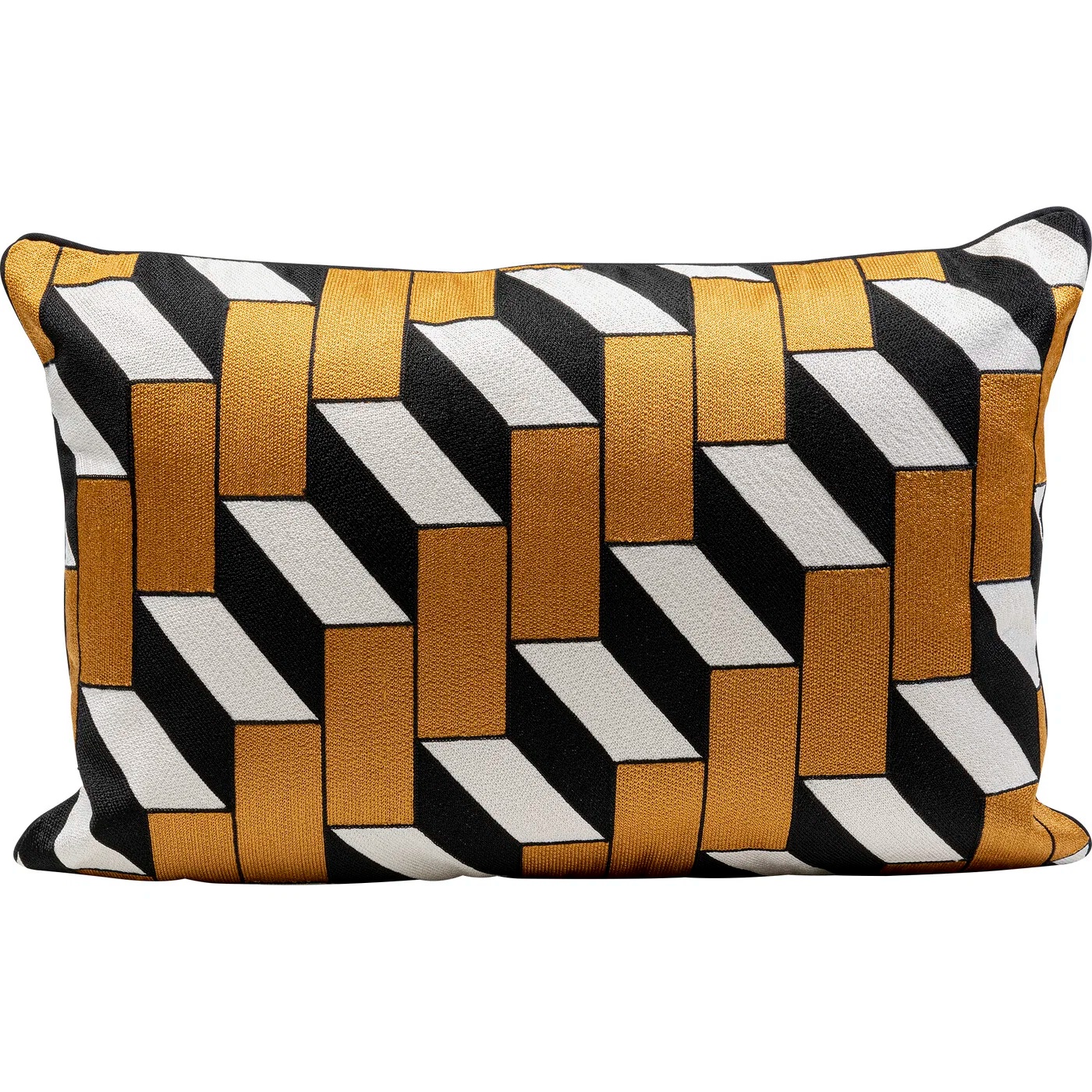 Kissen Geometrie Schwarz-Gold 40 × 60 cm