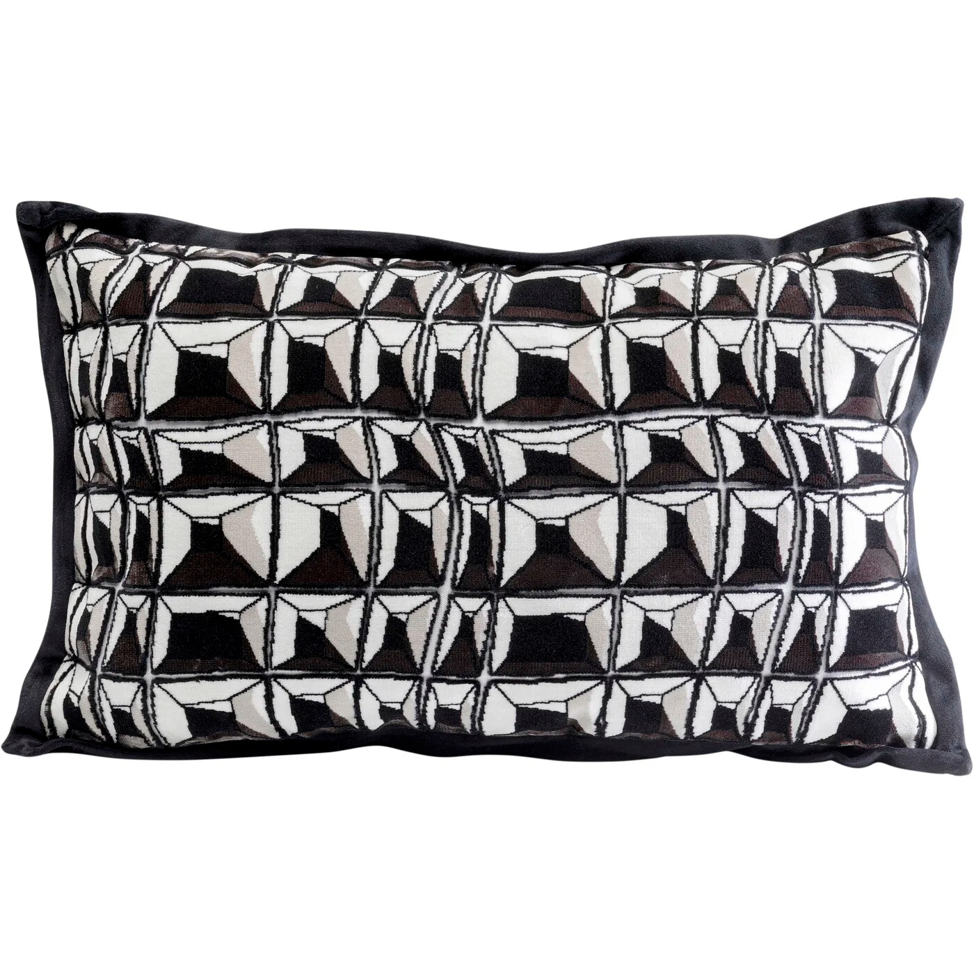 Kissen Geometrisches Muster in Schwarz und Weiß 30 × 50 cm