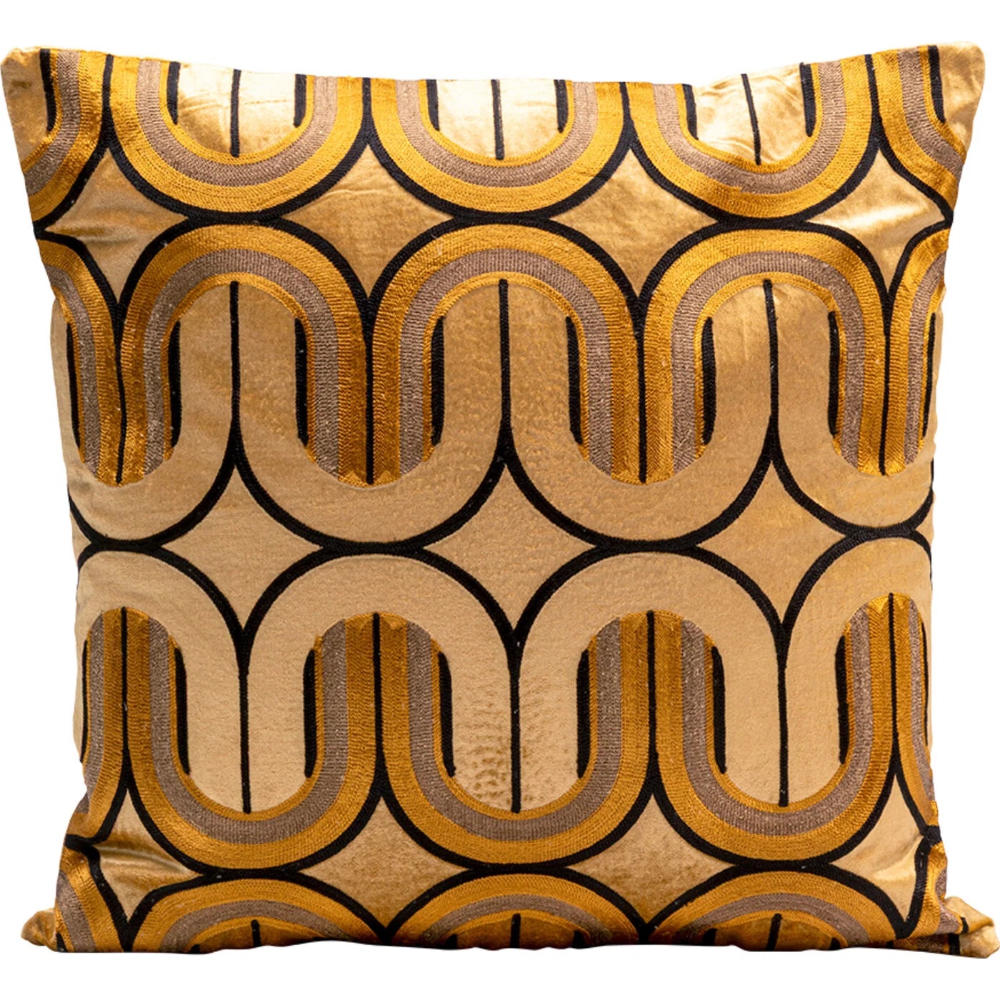 Kissen Kreisgrafik Gold 50 × 50 cm