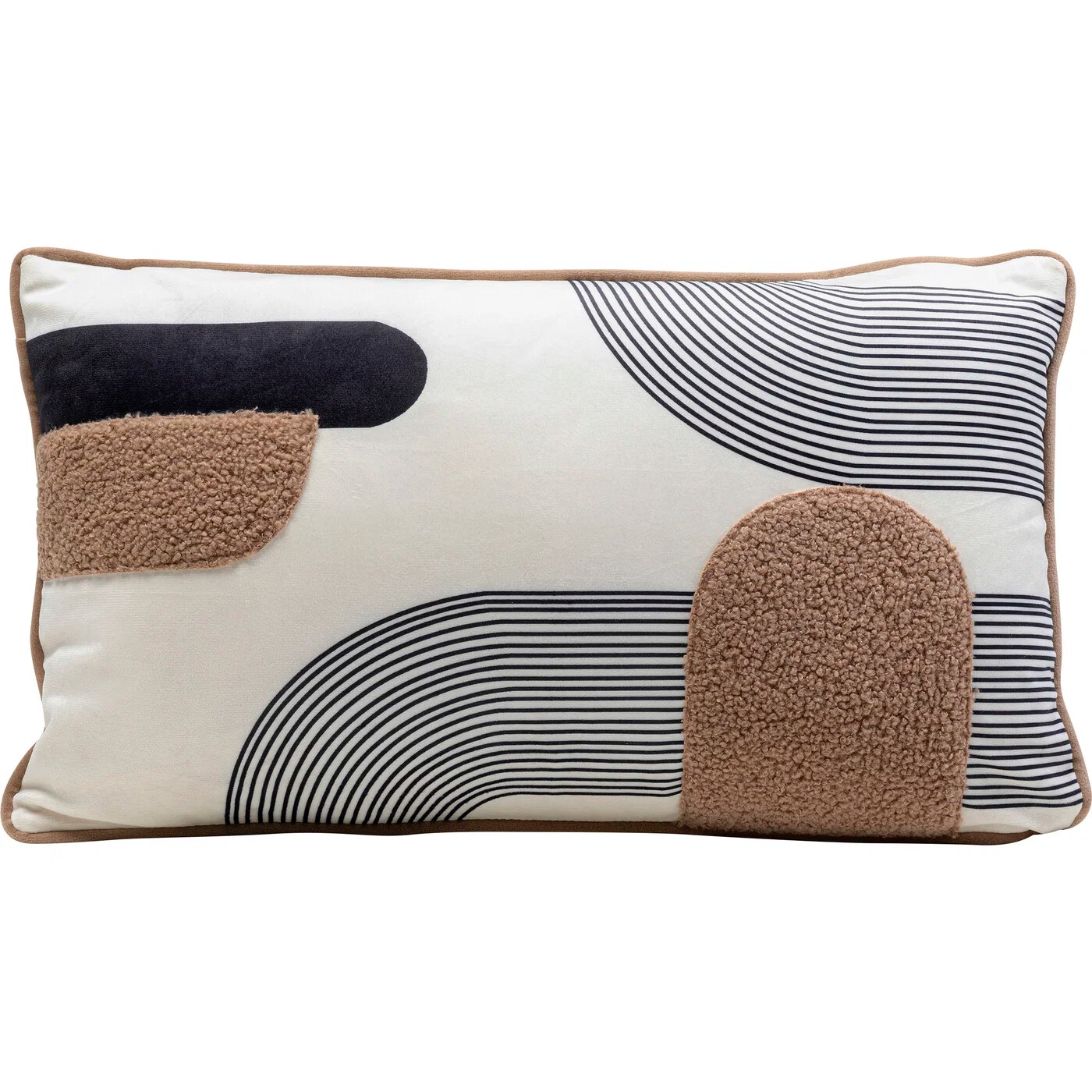 Kissen Liniengrafik Schwarz-Creme 30 × 50 cm