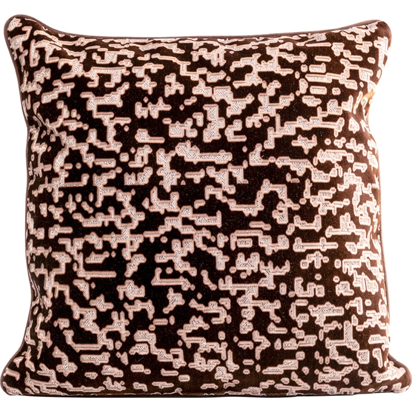 Kissen Linienornament Kaffeebraun 45 × 45 cm