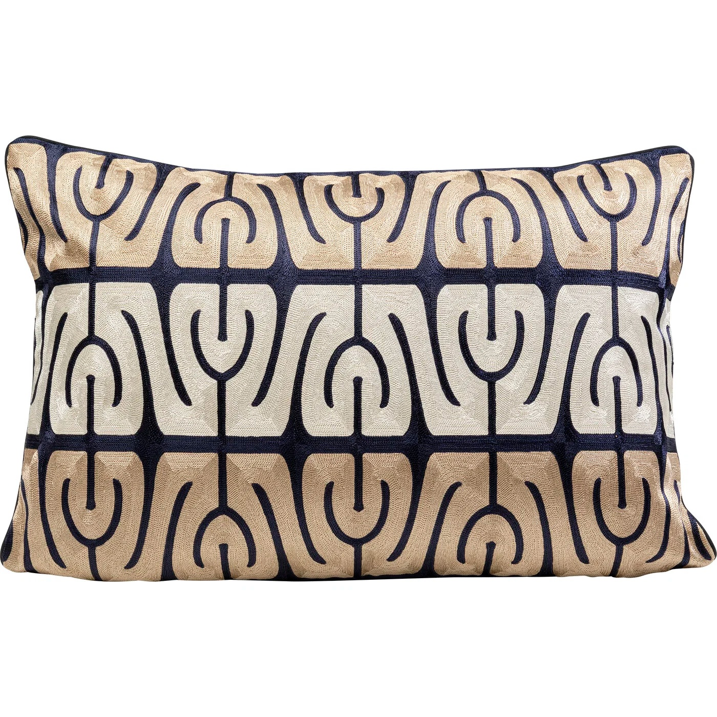 Kissen Ornament Schwarz-Creme 40 × 60 cm