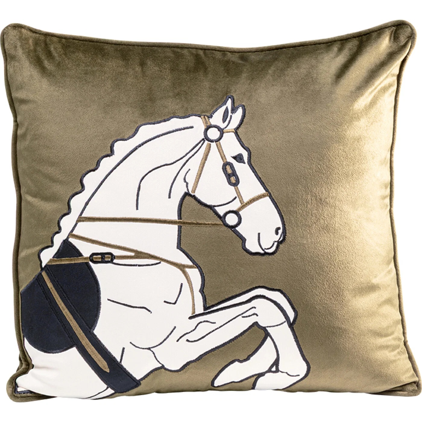 Kissen Pferdemotiv Oliv 45 × 45 cm