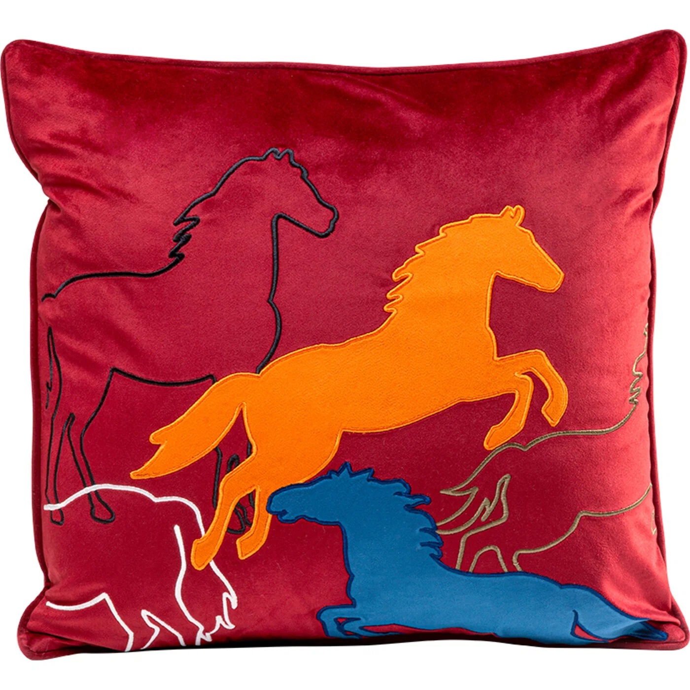 Kissen Pferdemotiv Rot 45 × 45 cm