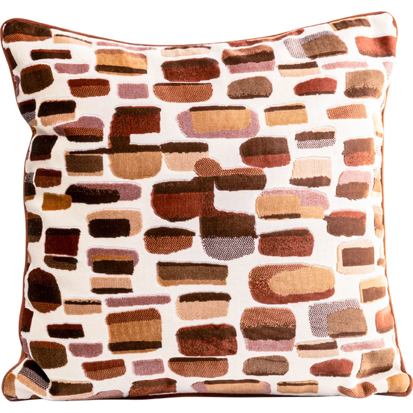 Kissen Rechteckmuster Erdtöne 45 × 45 cm