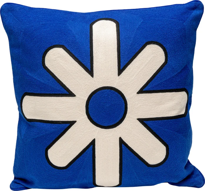 Kissen Blütenzeichen Blau 50 × 50 cm