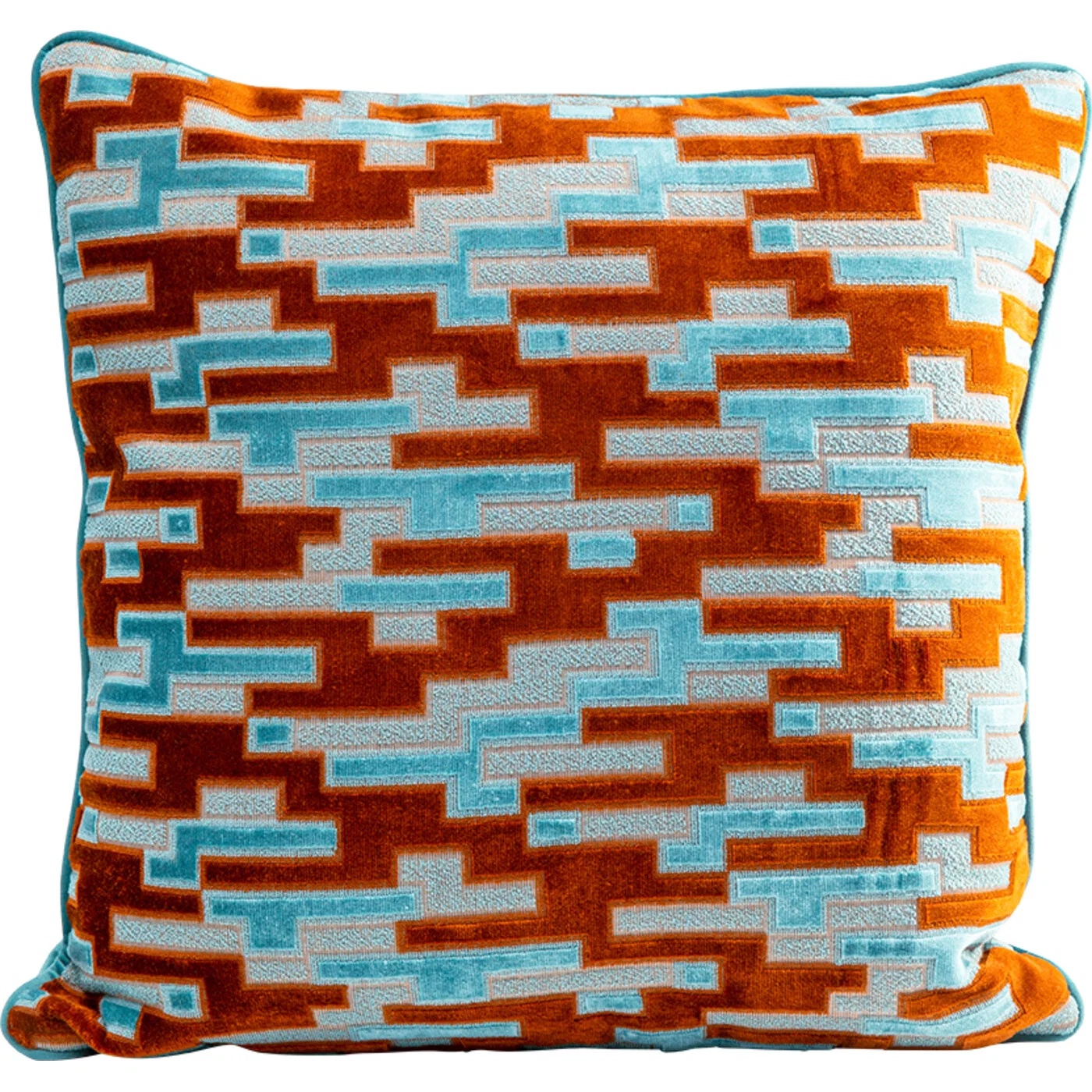 Kissen Stufengrafik Orange-Türkis 45 × 45 cm