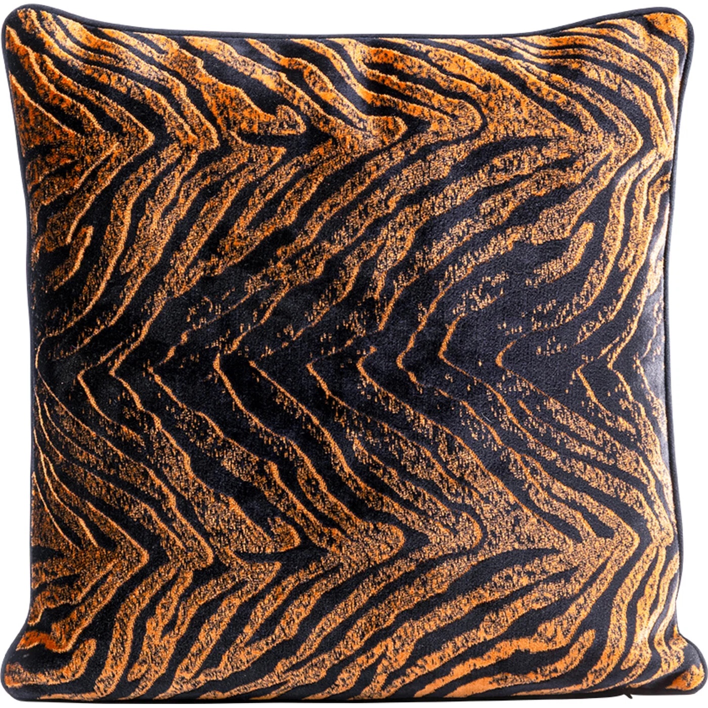 Kissen Wellenmuster Schwarz-Gold 45 × 45 cm