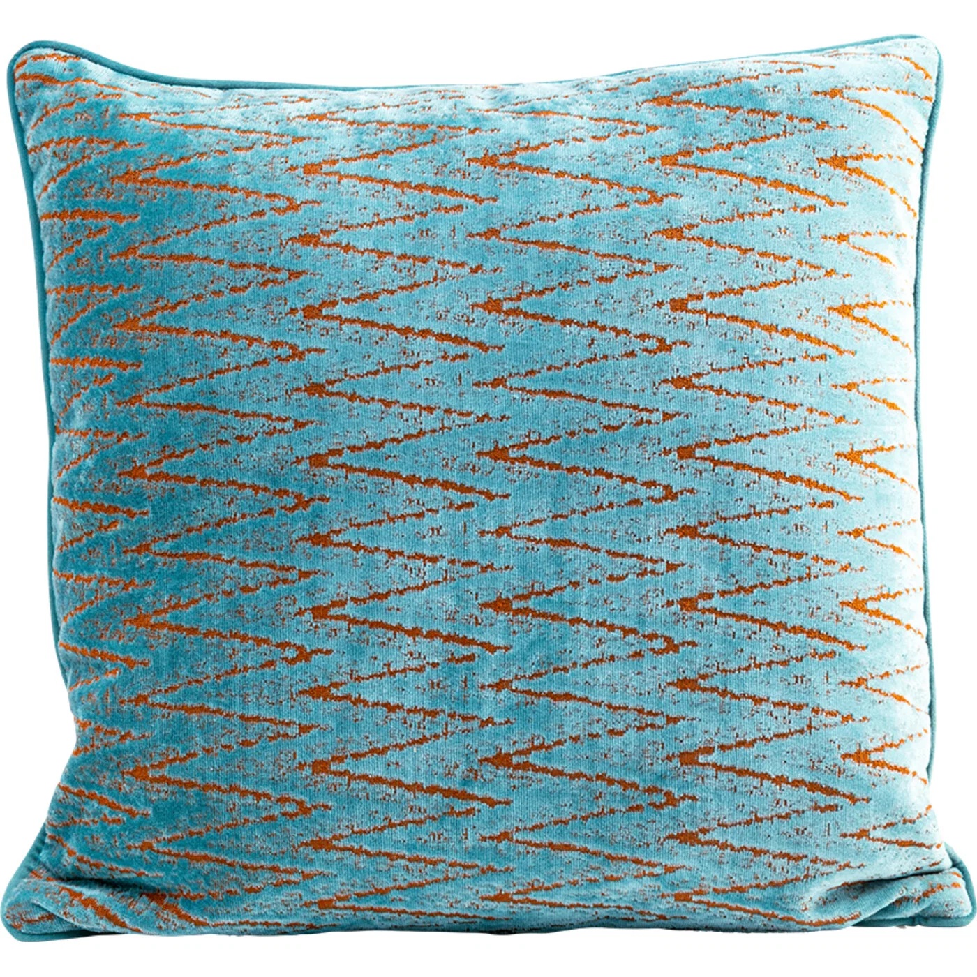 Kissen Zickzack Türkis-Gold 45 × 45 cm