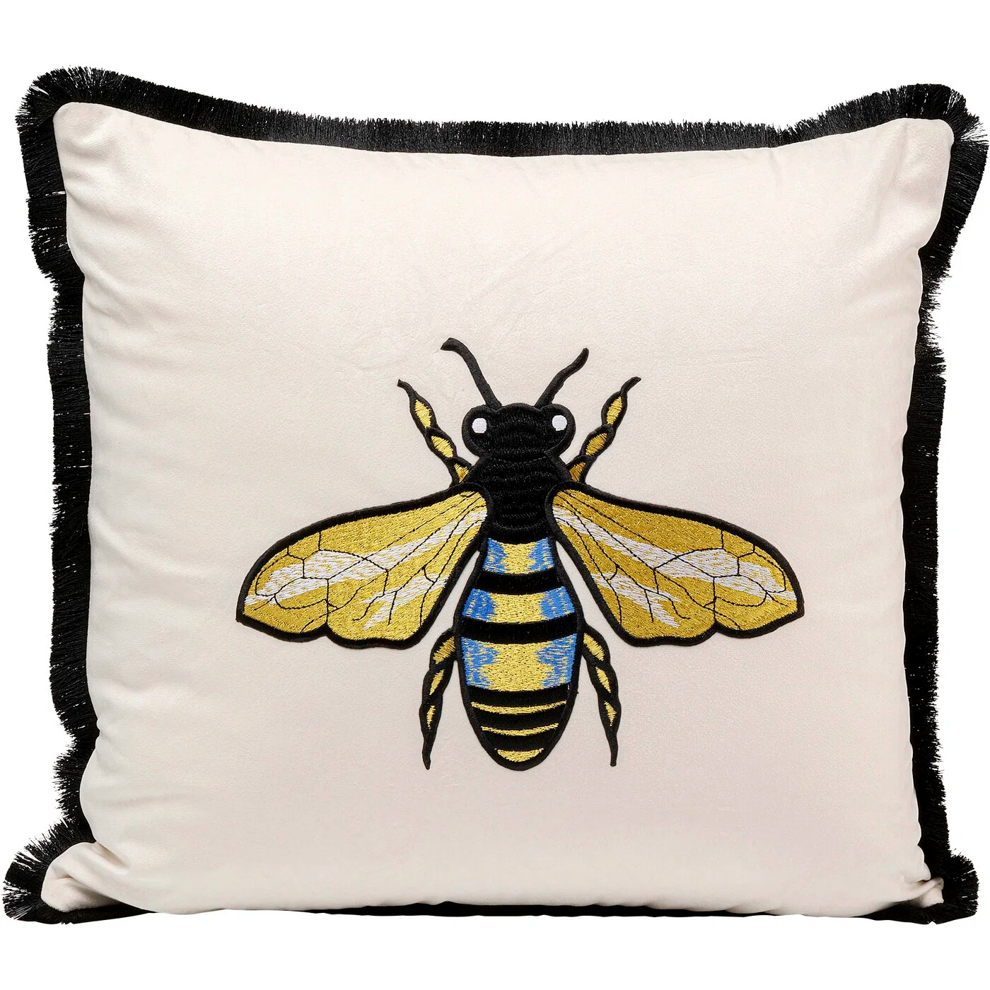 Kissen Bienenmotiv Weiß 45×45 cm