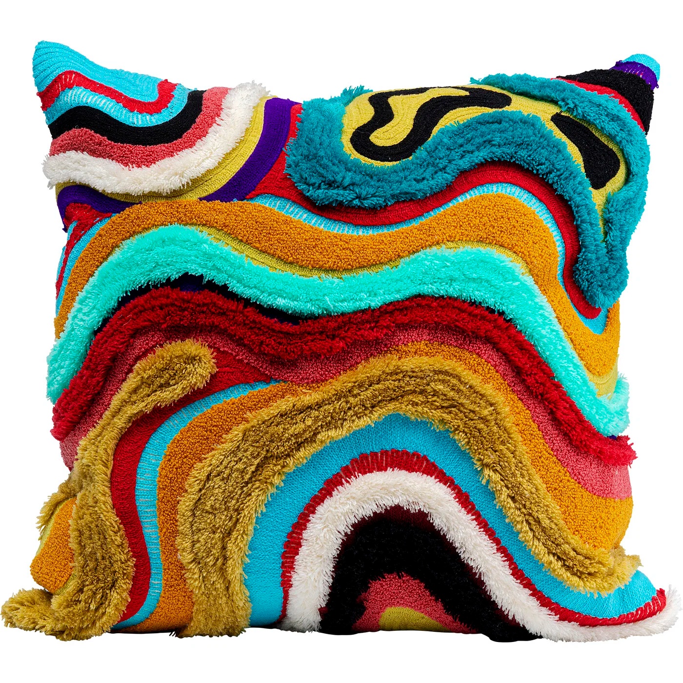 Kissen Reliefwellen Bunt 45×45 cm