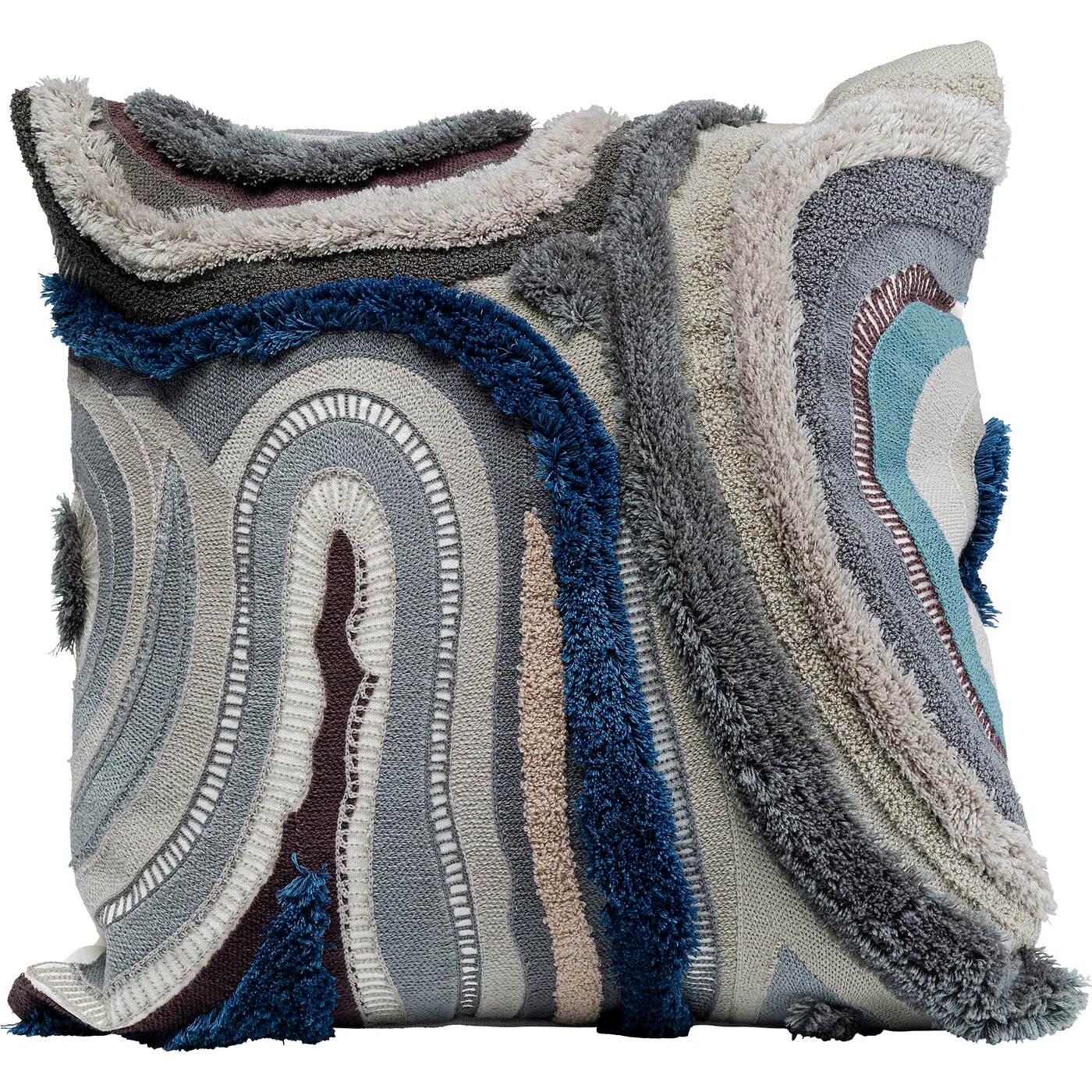Kissen Reliefwellen Grau 45×45 cm