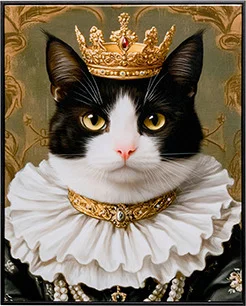 Leinwandbild Katzenkönigin Schwarz 40 × 50 cm