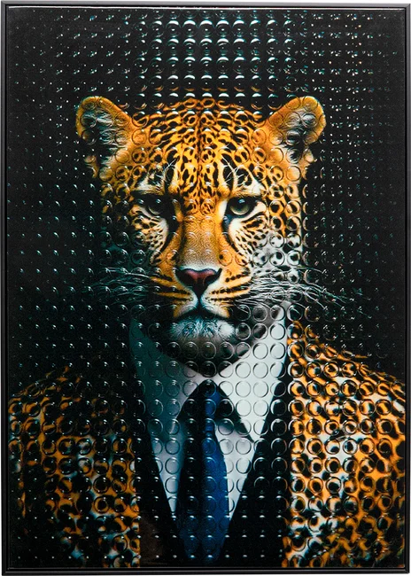 Leinwandbild Leopard im Anzug 50 × 70 cm