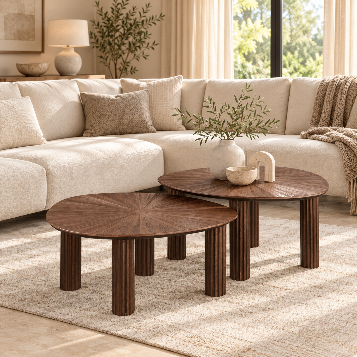 Couchtisch Borneo Teak dreieckig Set aus 2
