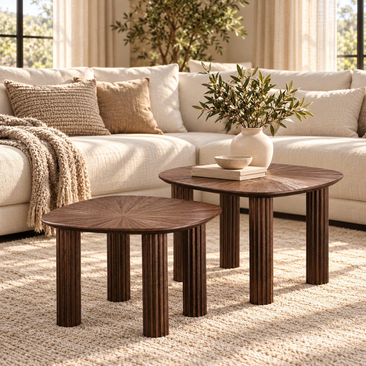 Couchtisch Borneo Teak viereckig Set aus 2