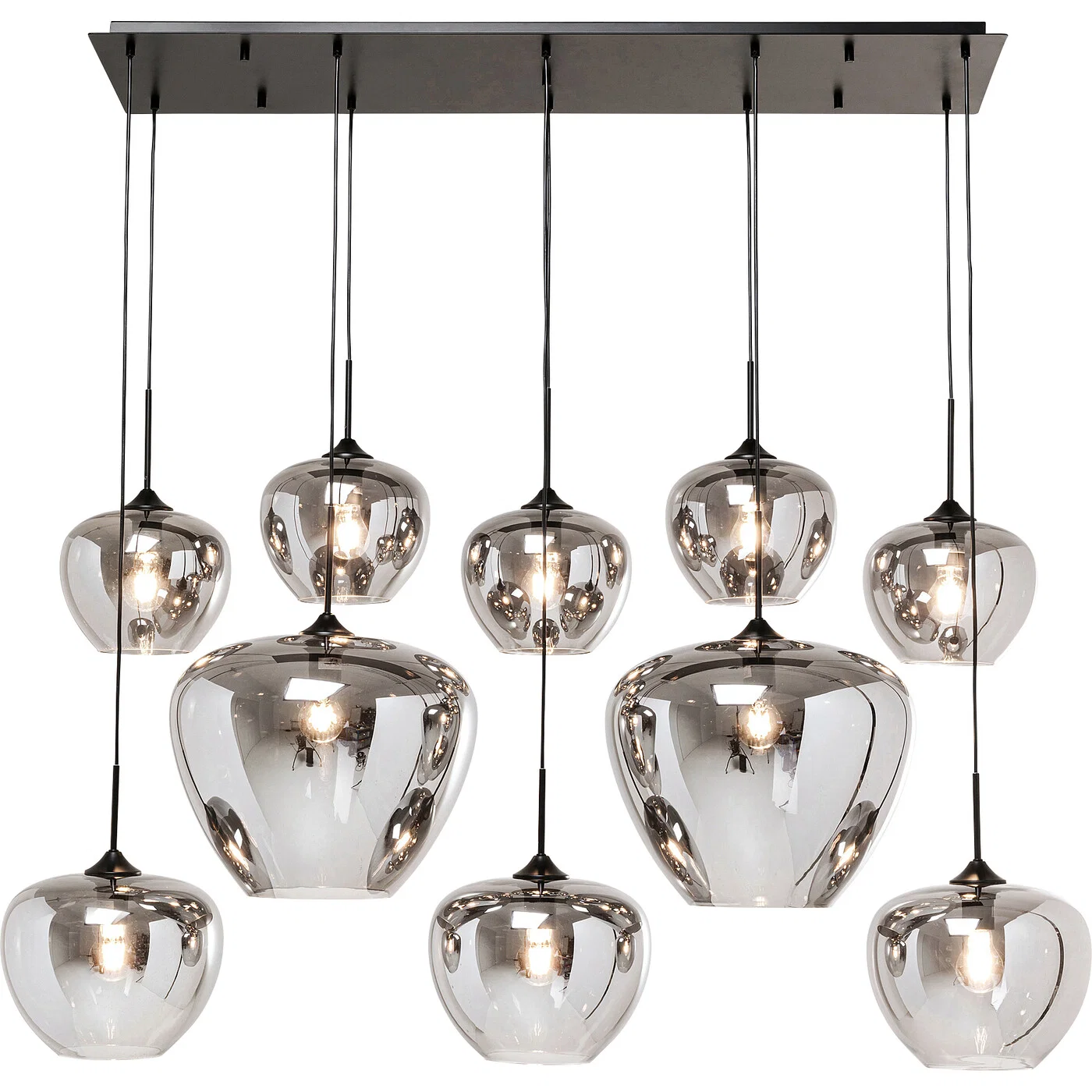 Pendelleuchte Glaskugel Rauch Zehnfach 160 cm