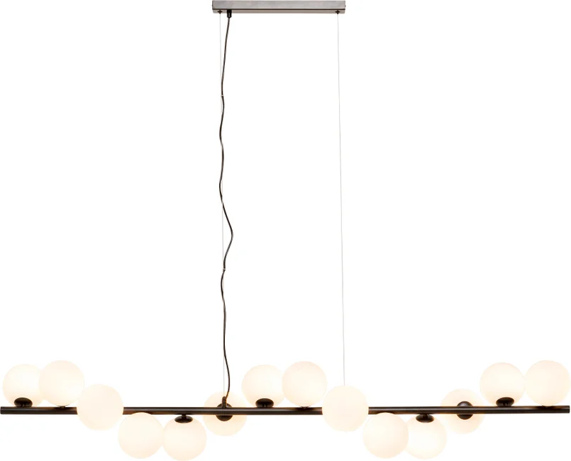 Pendelleuchte Milchglastreppe Schwarz 150 cm