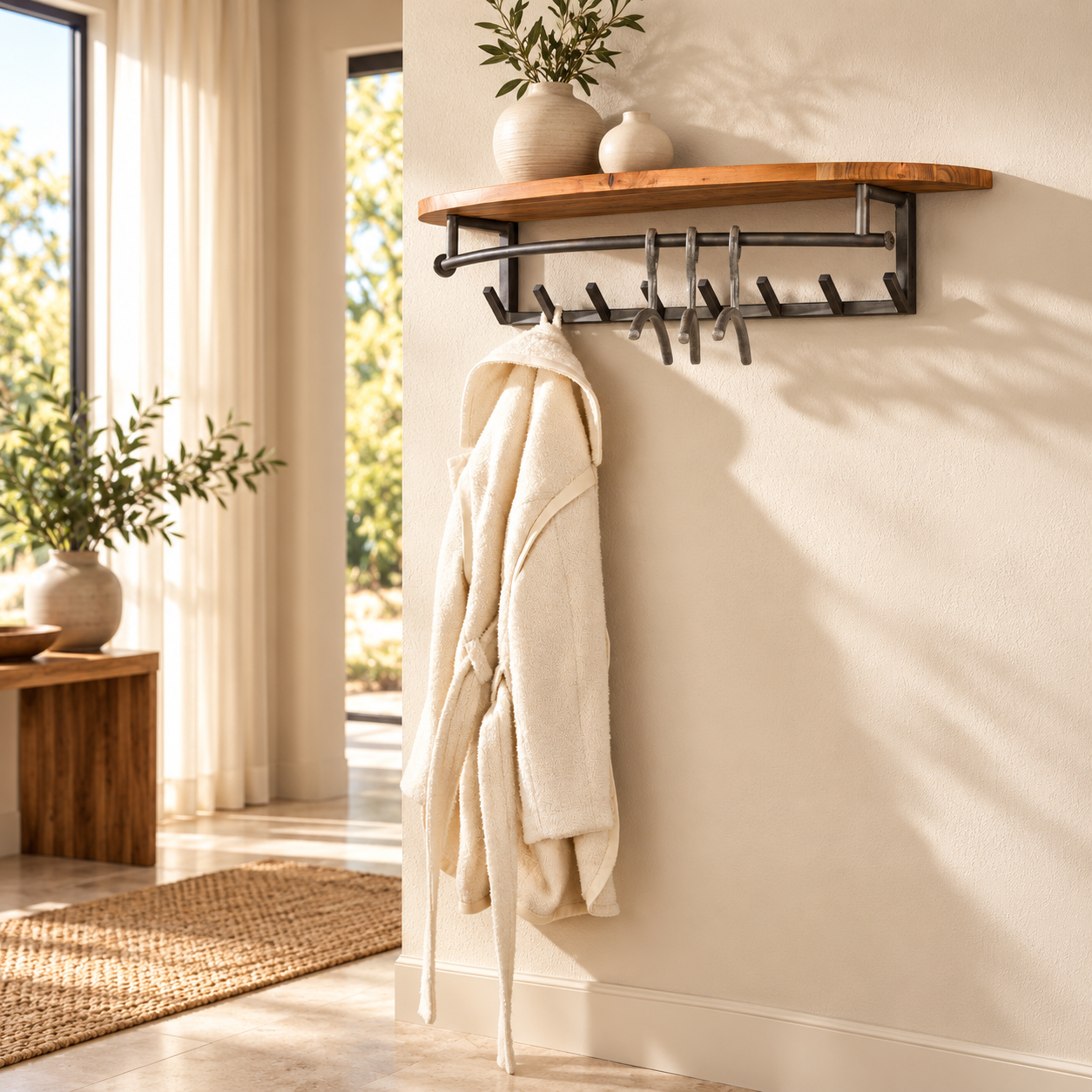Garderobe Radius Kleiderstange und Hutablage 8 Haken