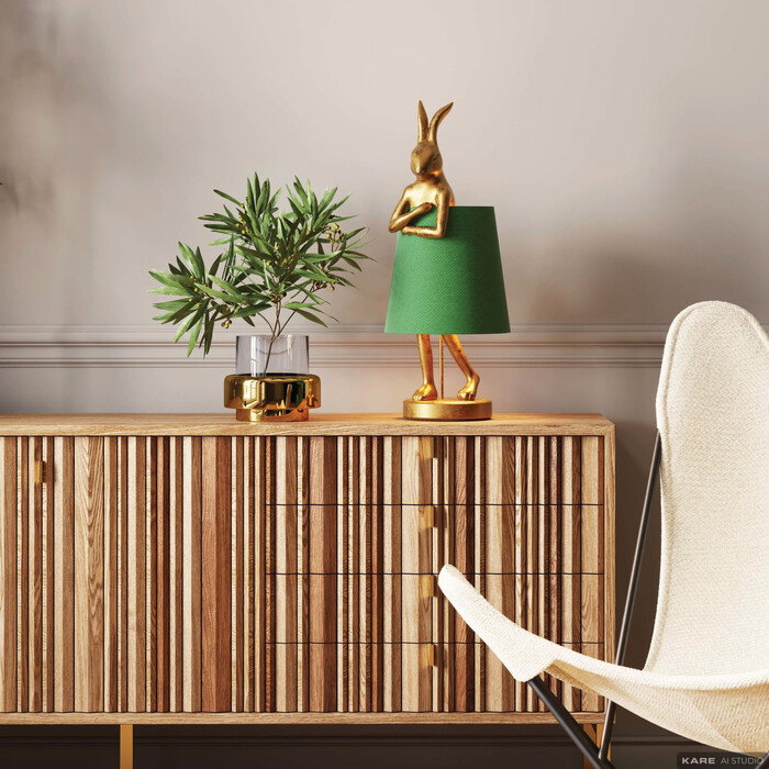 Tischleuchte Hasenlicht Gold/Grün 68 cm – Ambiente