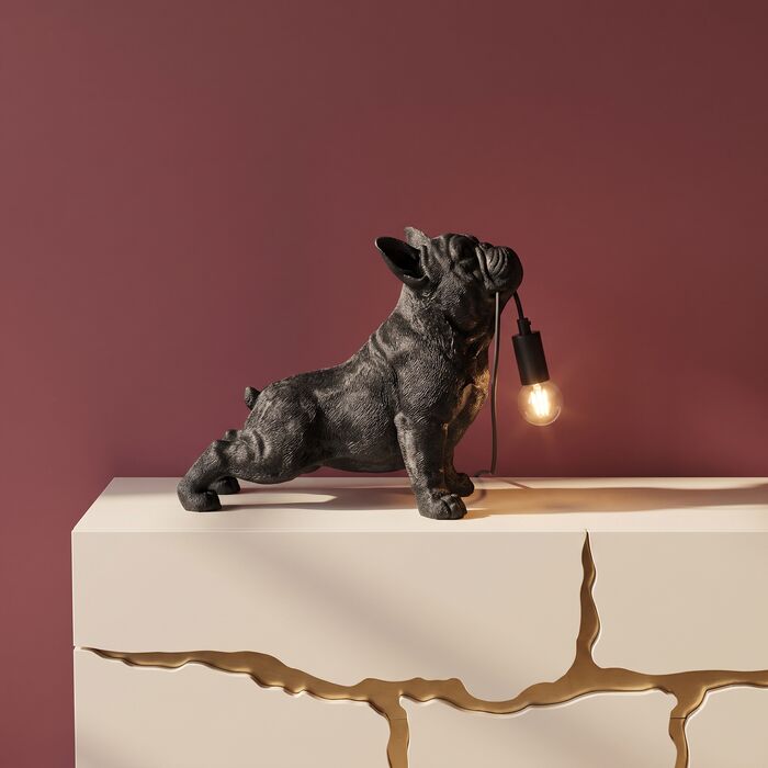 Tischleuchte Hundebegleiter Schwarz 35 cm – Ambiente