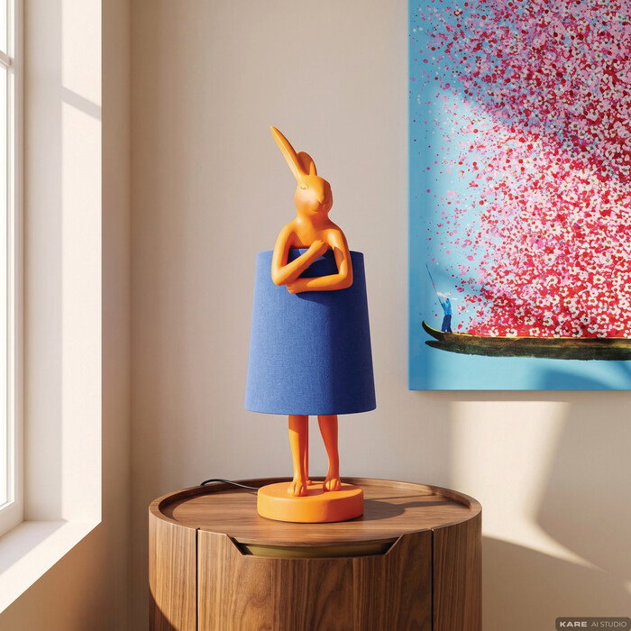 Tischleuchte Hasenfigur Orange/Blau 50 cm – Ambiente