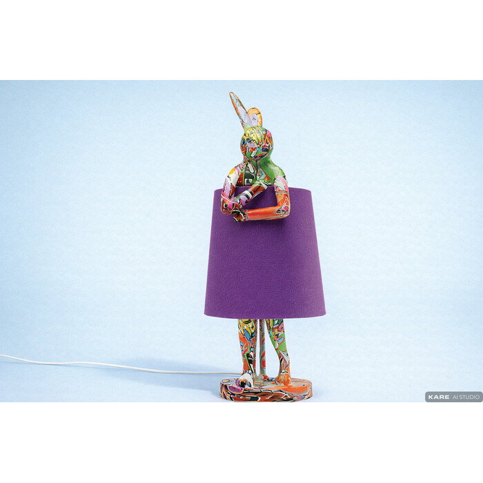 Tischleuchte Hasenfigur Graffiti Lila 50 cm – Ambiente