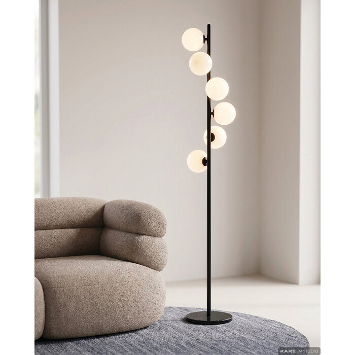 Stehleuchte Kugelzweig Milchglas/Schwarz 160 cm – Ambiente