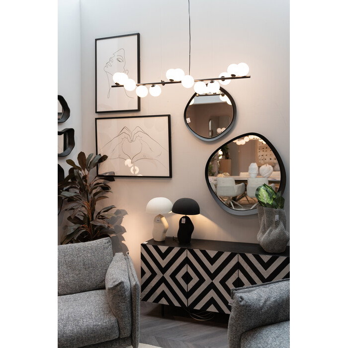 Pendelleuchte Milchglastreppe Schwarz 150 cm – Ambiente