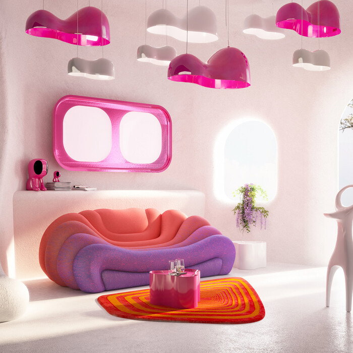 Pendelleuchte Wolkendoppel Pink 100 cm – Ambiente