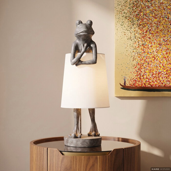 Tischleuchte Froschfigur Grau 58 cm – Ambiente