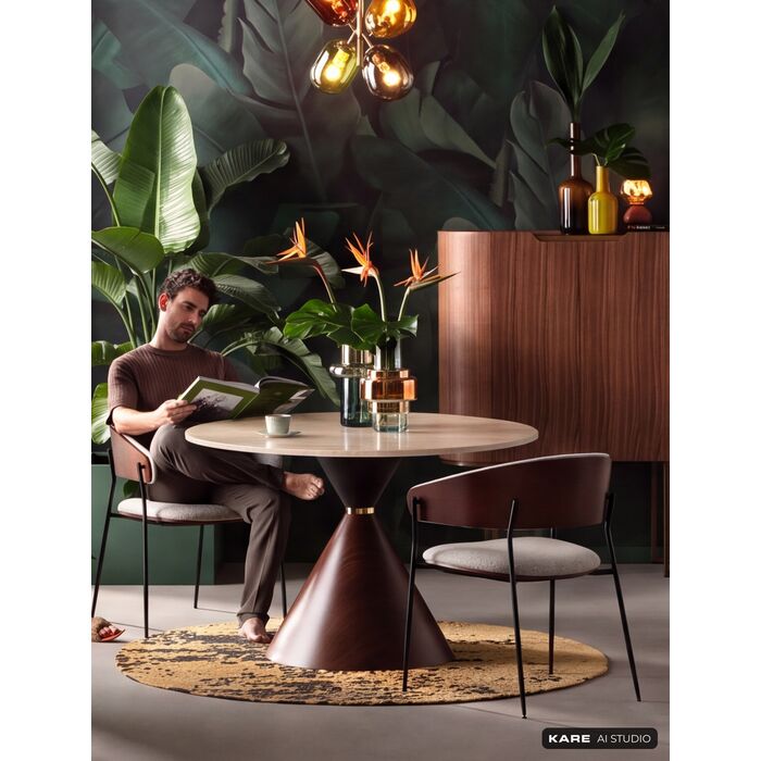 Esstisch Rundkegel Travertinoptik Ø 120 cm – Ambiente