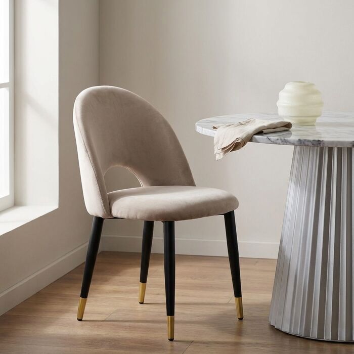 Polsterstuhl Samtbogen Taupe – Ambiente