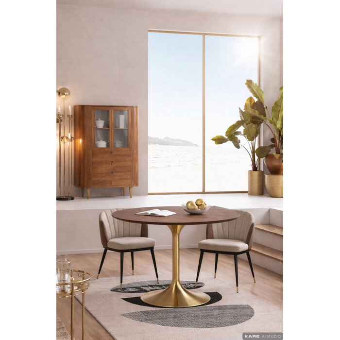 Esstisch Rundwerk Walnuss/Messing Ø 120 cm – Ambiente