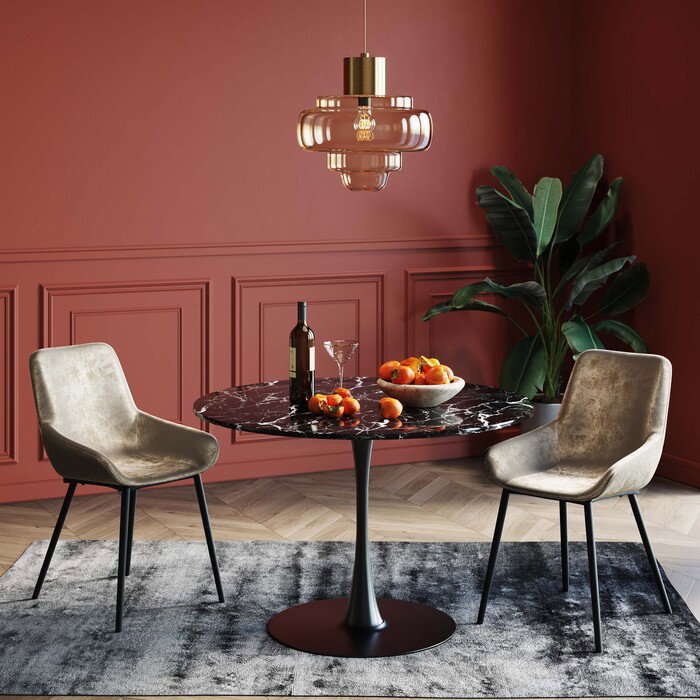 Esstisch Mineralrund Schwarz Ø 110 cm – Ambiente