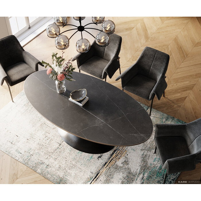 Esstisch Formlinie Schwarz 220 × 120 cm – Ambiente