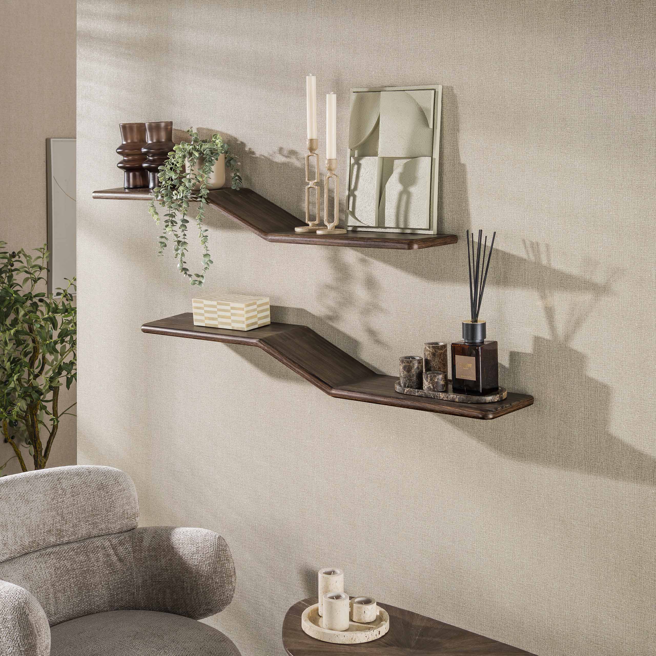 Wandregal Borneo S-shape – 2er-Set – Ambiente