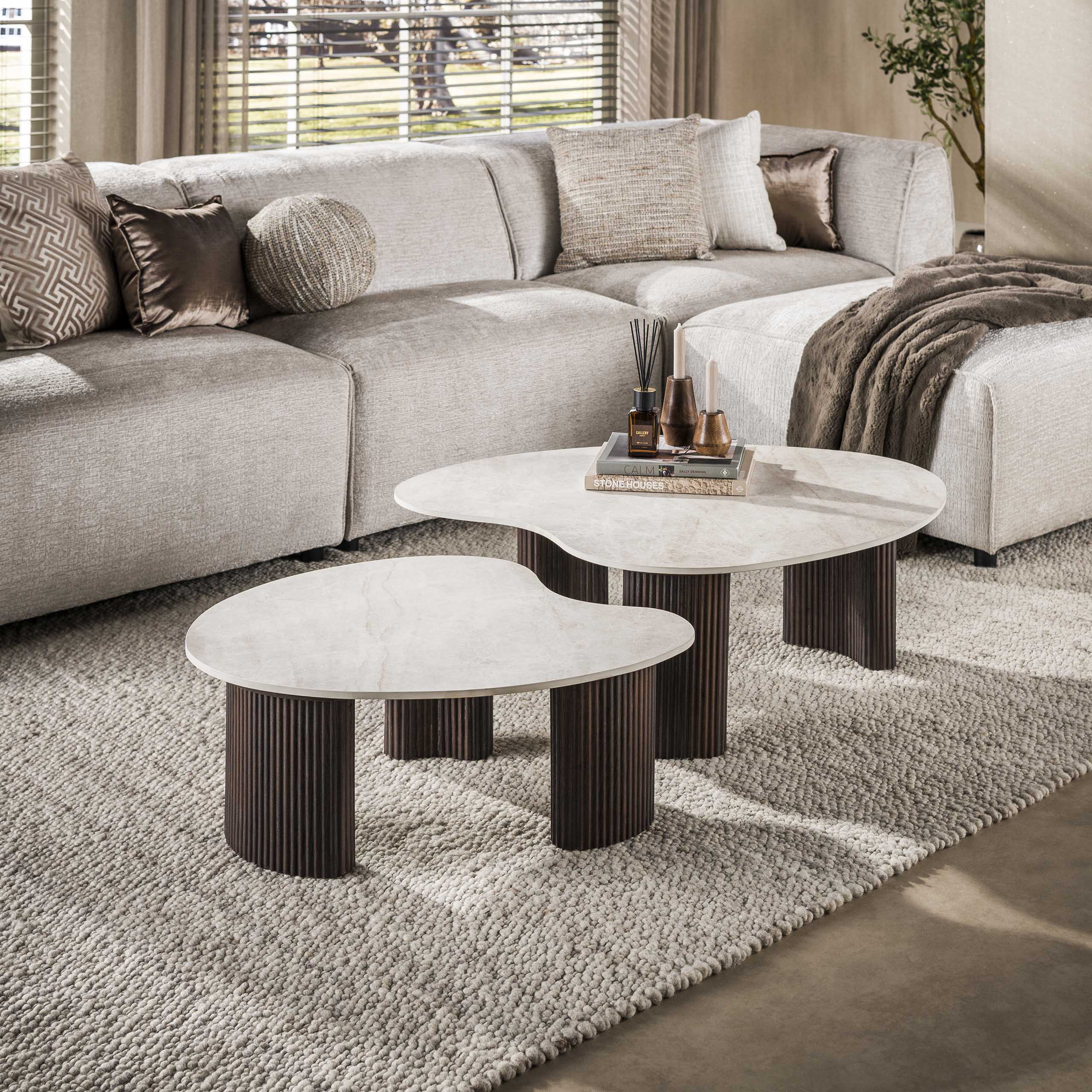 Couchtisch Randers aperto – 2er-Set - 3D Keramik Taj Mahal – Ambiente