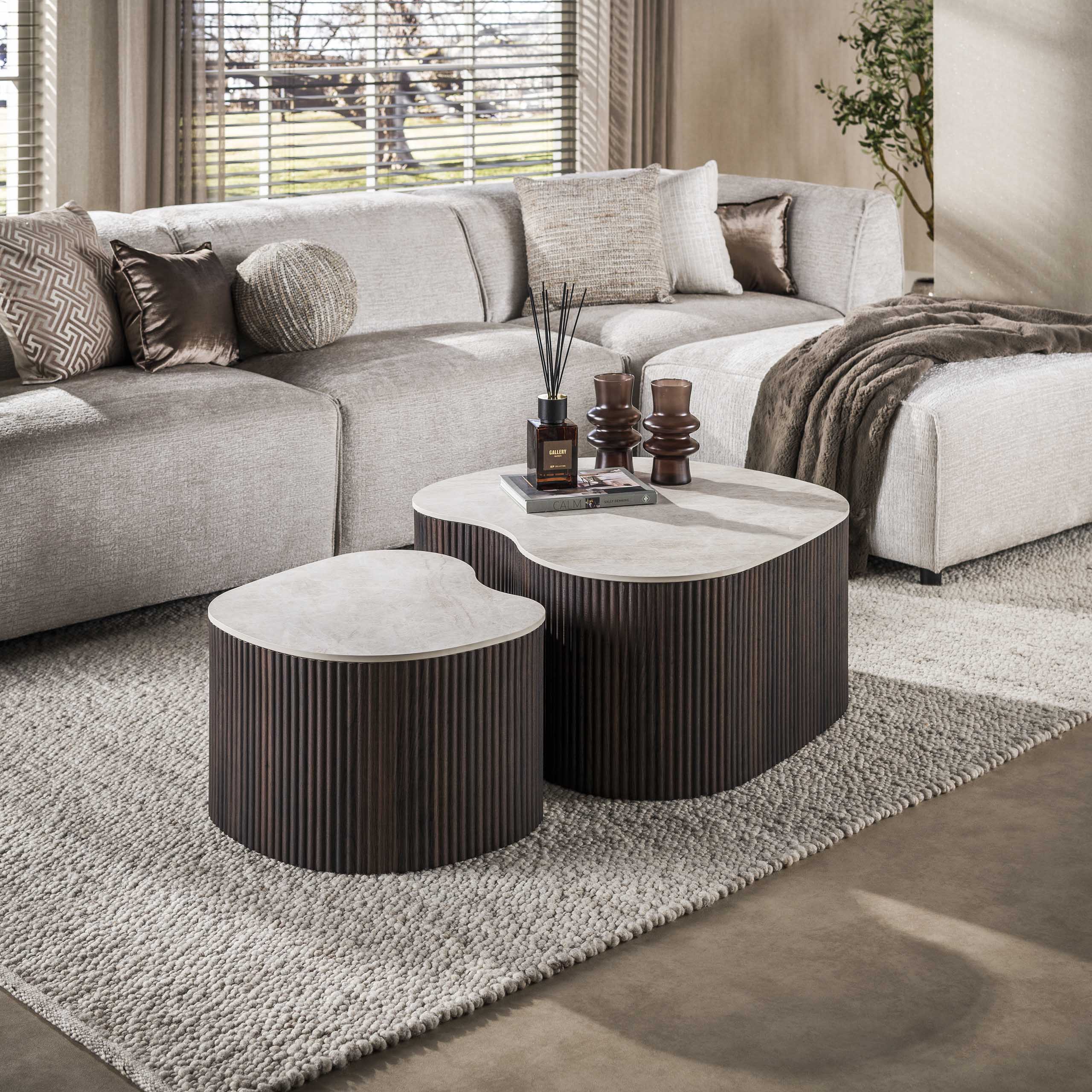 Couchtisch Randers medio – 2er-Set - 3D Keramik Taj Mahal – Ambiente